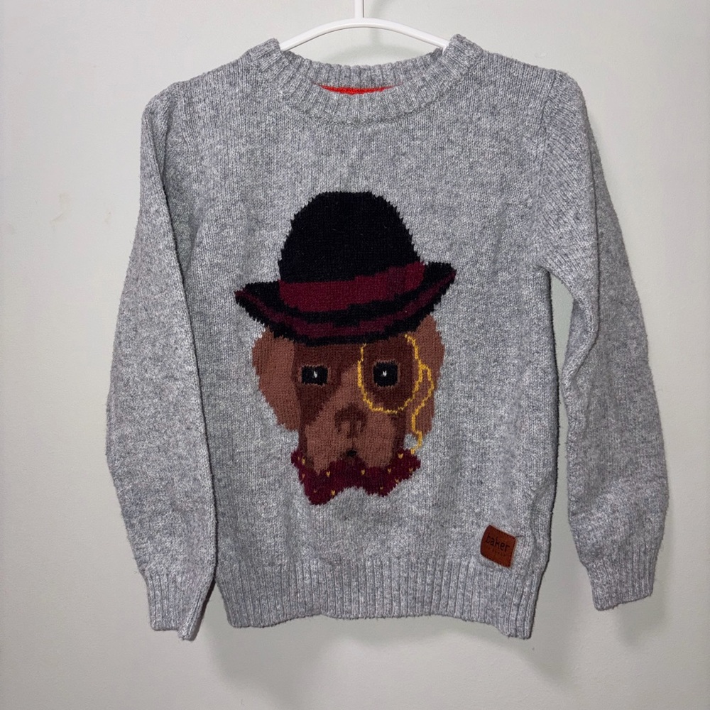 Baker‎ by Ted Baker gray dapper dog pullover sweater preppy boys 5T knit rayon